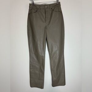 Express taupe Women's Faux Leather super hi rise modern straight size 6